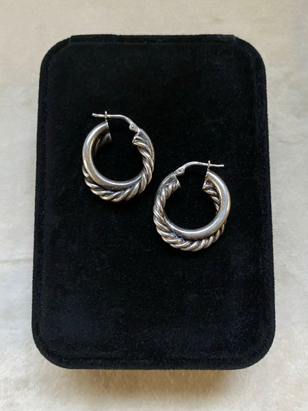 Vintage Sterling Double Twist Hoops