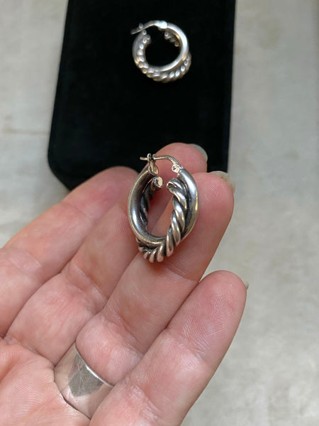 Vintage Sterling Double Twist Hoops