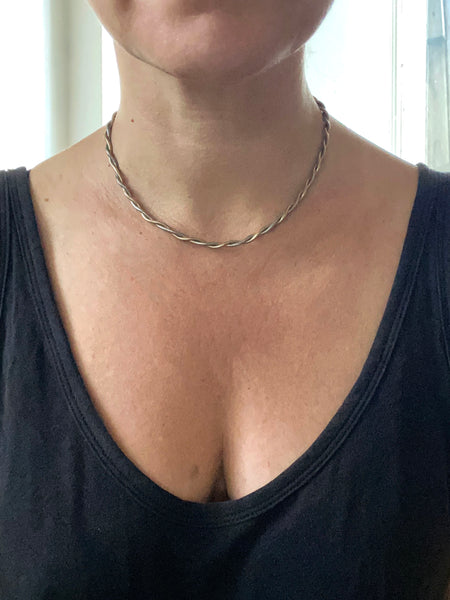 Vintage Sterling Silver + Gold Vermeil Twisted Snake Chain
