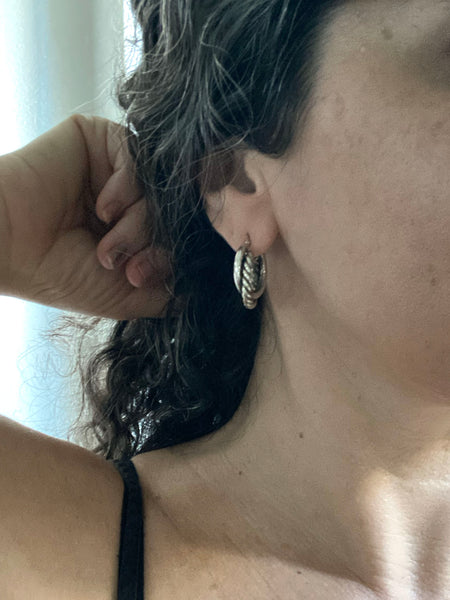 Vintage Sterling Double Twist Hoops