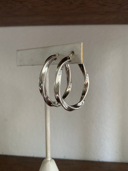 Vintage Sterling Silver Twist Hoops