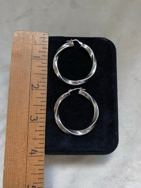 Vintage Sterling Silver Twist Hoops