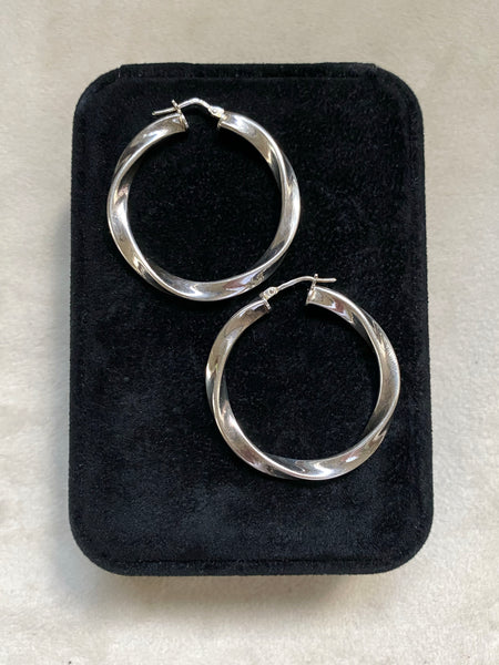 Vintage Sterling Silver Twist Hoops