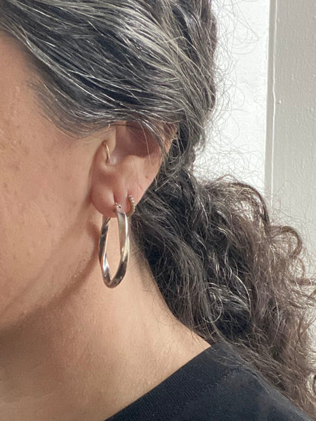 Vintage Sterling Silver Twist Hoops