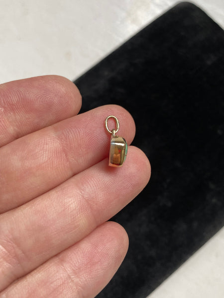 Handmade Diamond Variscite + 14k + Mercury Dime Back Charm