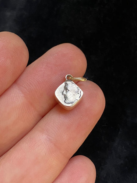 Handmade Diamond Variscite + 14k + Mercury Dime Back Charm