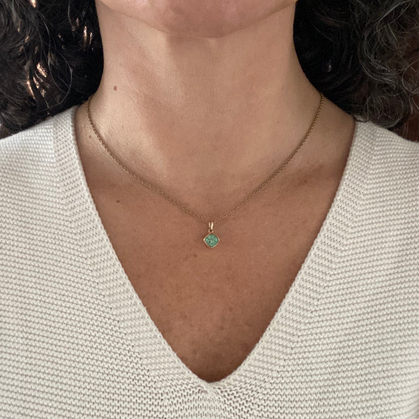 Handmade Diamond Variscite + 14k + Mercury Dime Back Charm