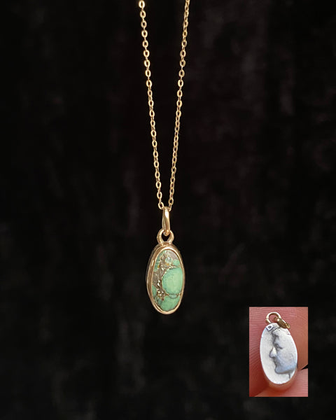 Handmade Oval Variscite + Mercury Dime Necklace