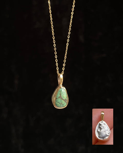Handmade Gumdrop Variscite  + Mercury Dime Necklace