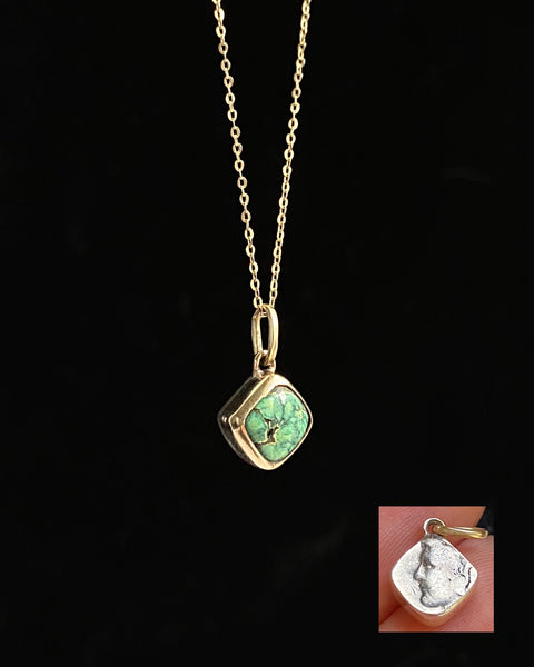Handmade Diamond Variscite + Mercury Dime Necklace