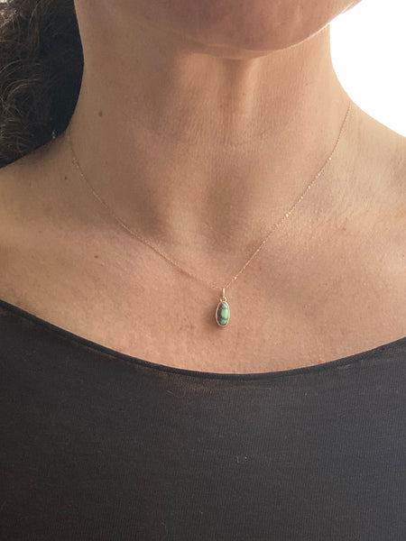 Handmade Gumdrop Variscite  + Mercury Dime Necklace