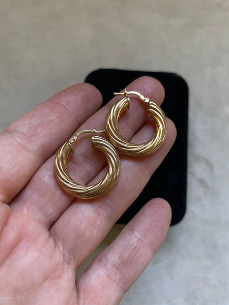 Vintage Gold Vermeil Hollow Form Hoops