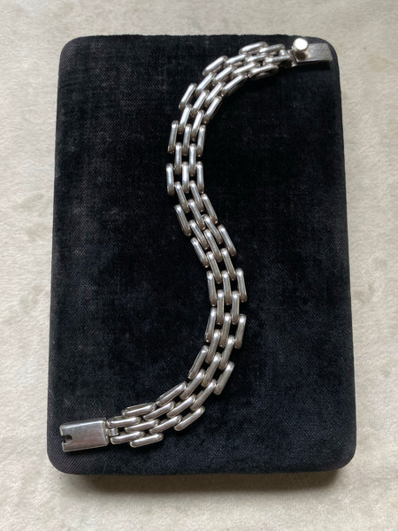 Vintage Heavy Sterling Silver Taxco Mexico Made Watch Link Bracelet