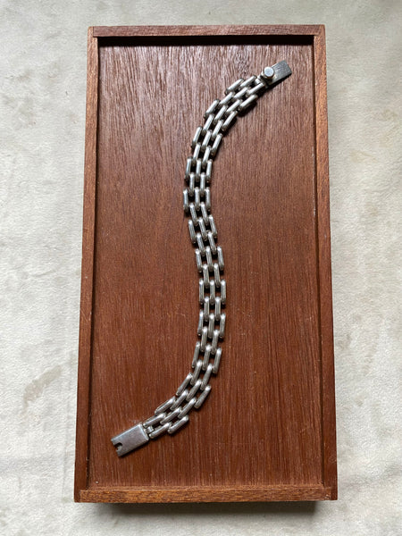 Vintage Heavy Sterling Silver Taxco Mexico Made Watch Link Bracelet