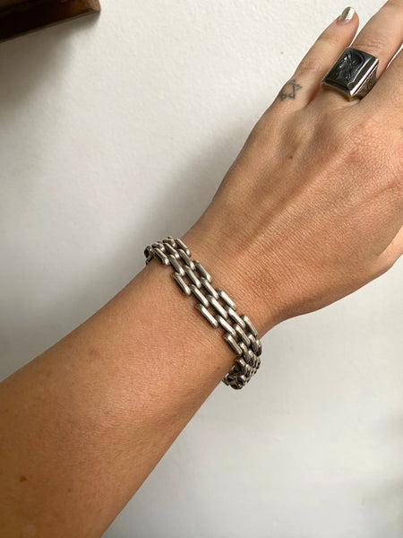Vintage Heavy Sterling Silver Taxco Mexico Made Watch Link Bracelet